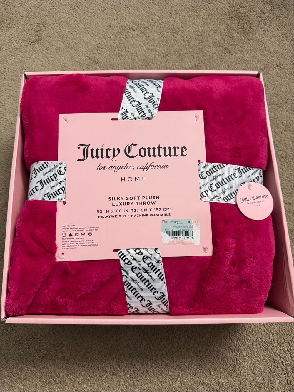 Juicy Couture Plush Luxury Throw - Hot Pink